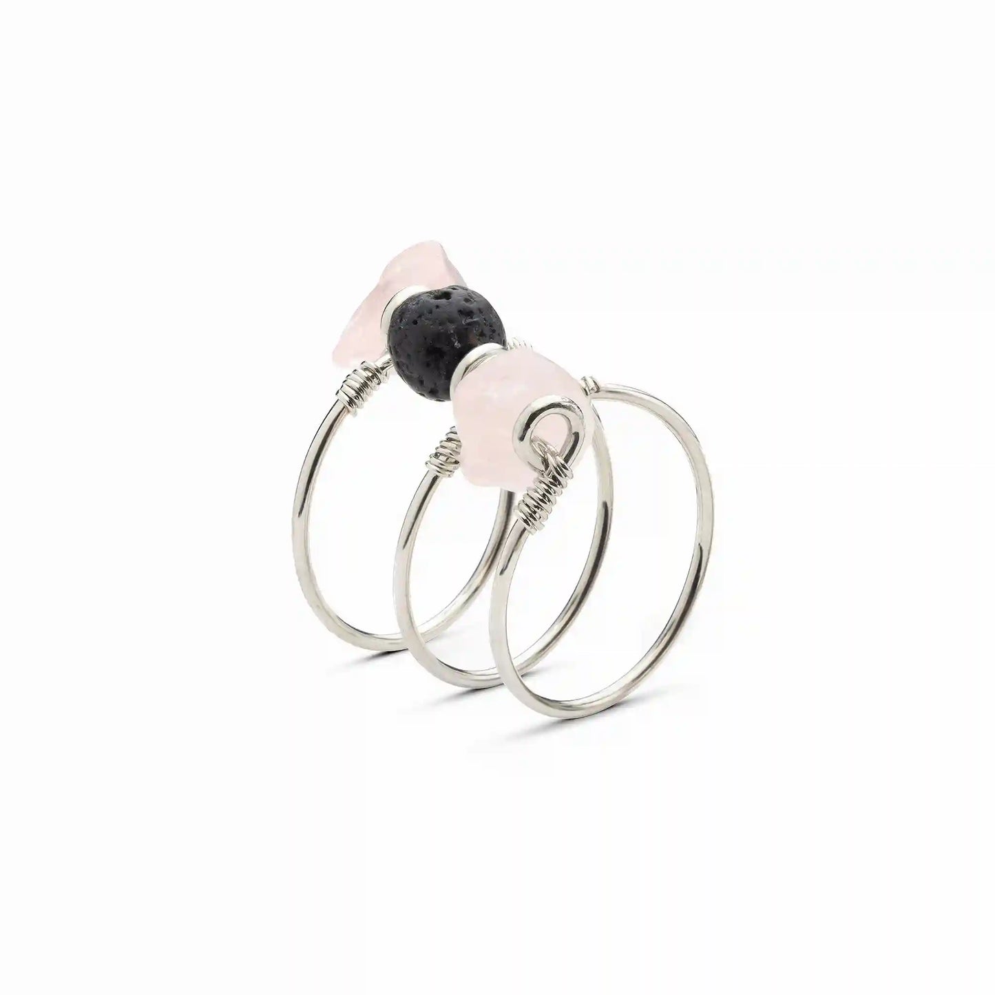Rose Quartz Triple Wrap Diffuser Ring