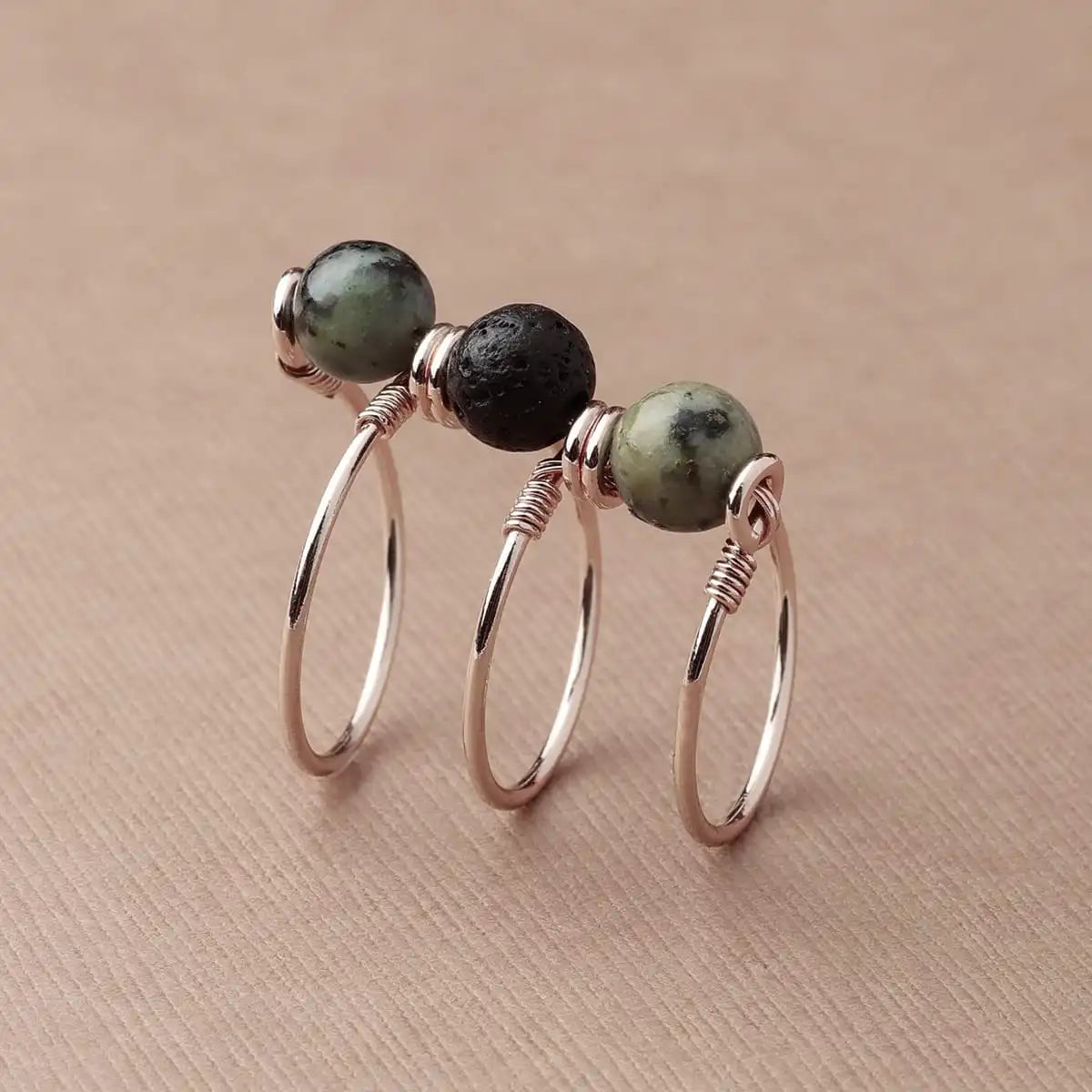 African Turquoise Triple Wrap Diffuser Ring