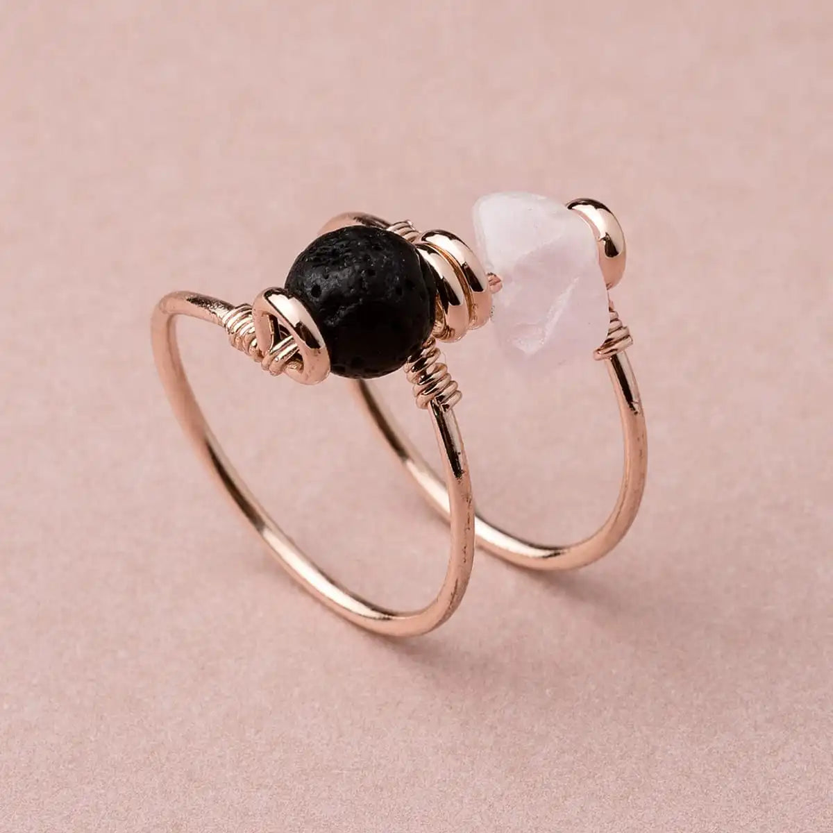 Rose Quartz Double Wrap Diffuser Ring