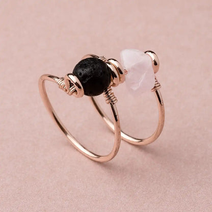 Rose Quartz Double Wrap Diffuser Ring