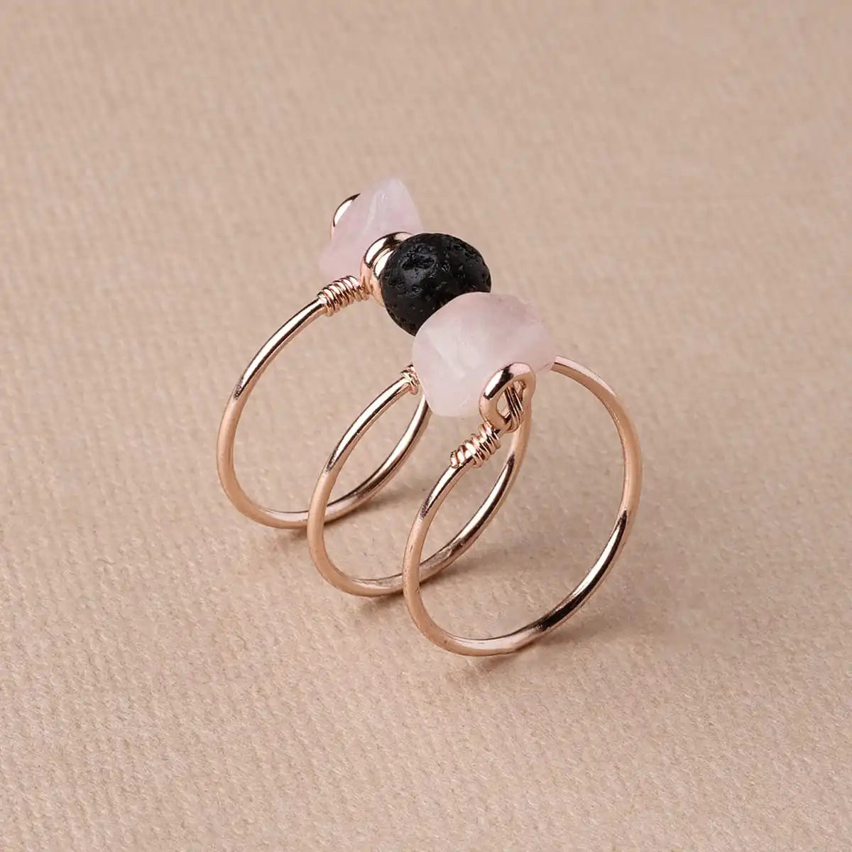 Rose Quartz Triple Wrap Diffuser Ring