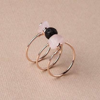 Rose Quartz Triple Wrap Diffuser Ring