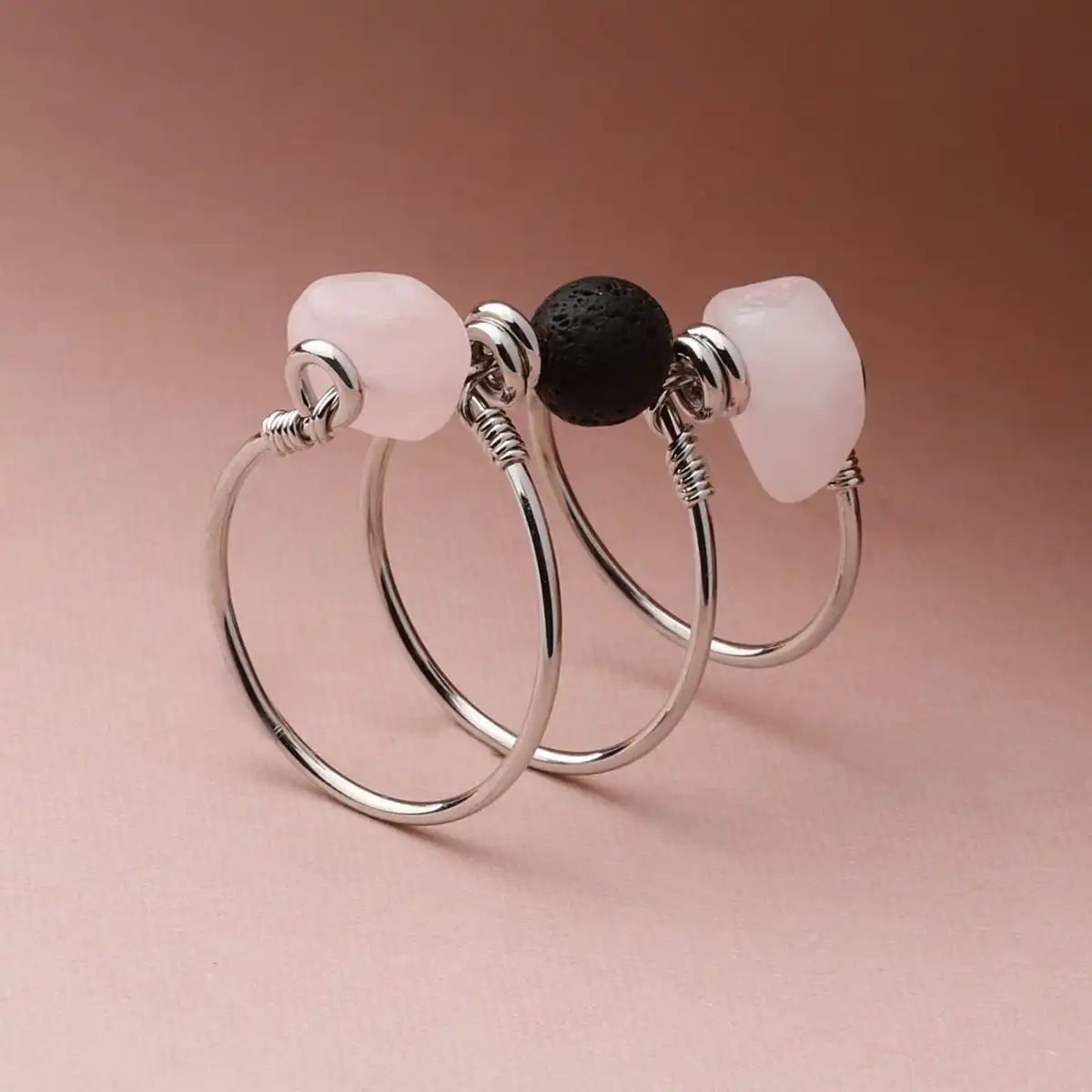 Rose Quartz Triple Wrap Diffuser Ring