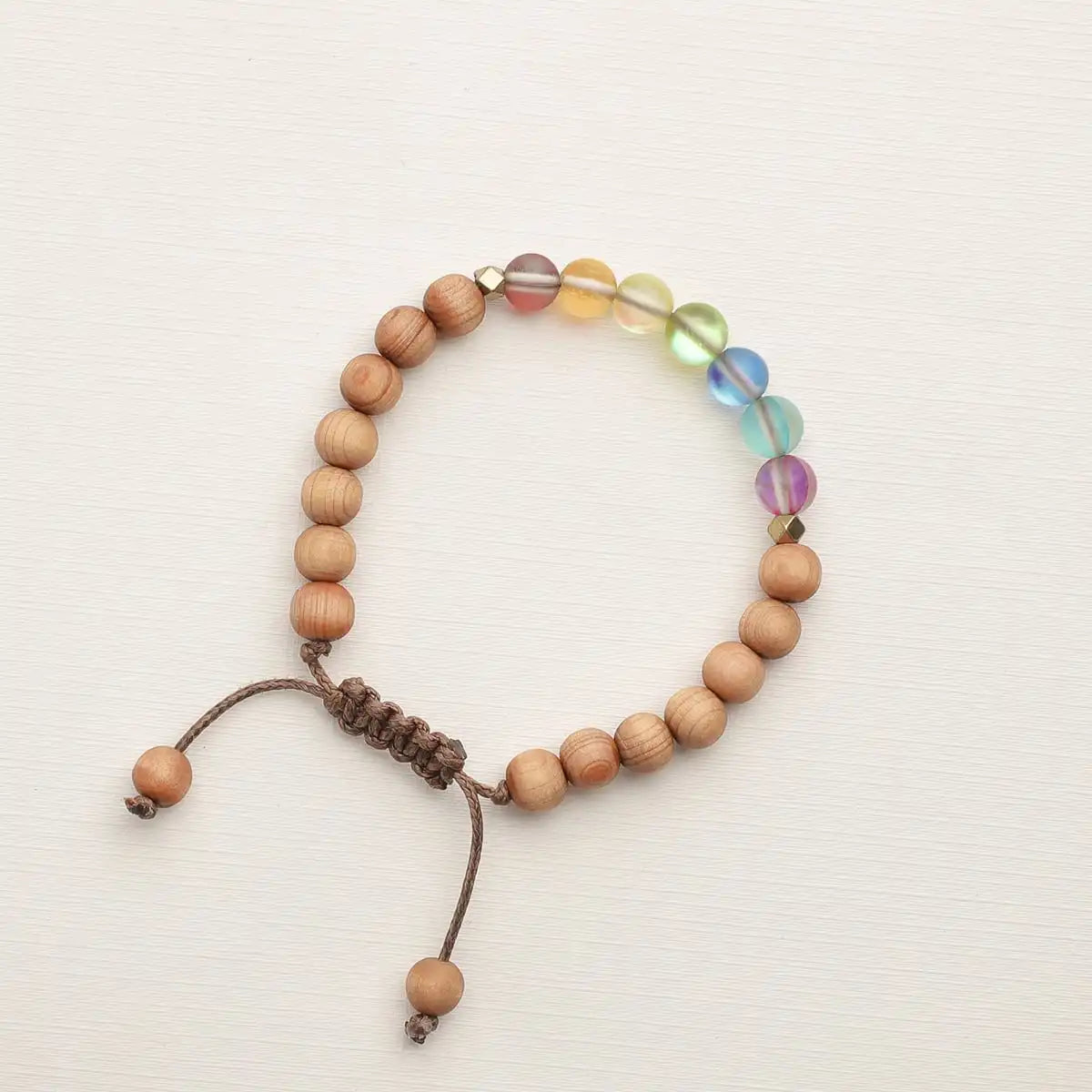 Glow Glass Chakra Kids Wood Bracelet