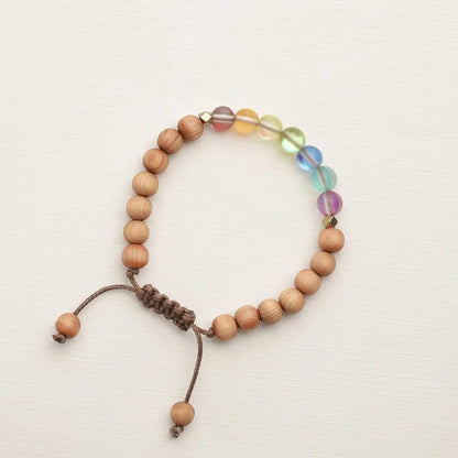 Glow Glass Chakra Kids Wood Bracelet