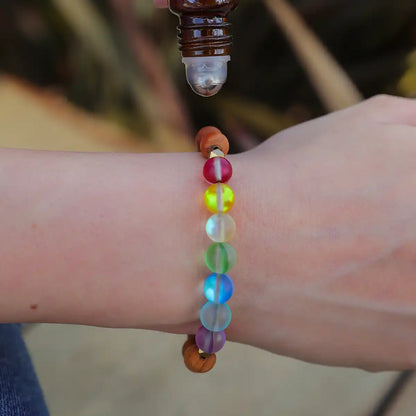 Glow Glass Mini Chakra Wood Adjustable Bracelet