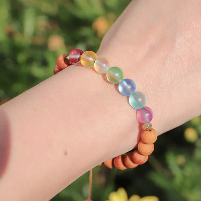 Glow Glass Chakra Wood Adjustable Bracelet