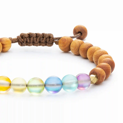 Glow Glass Chakra Kids Wood Bracelet