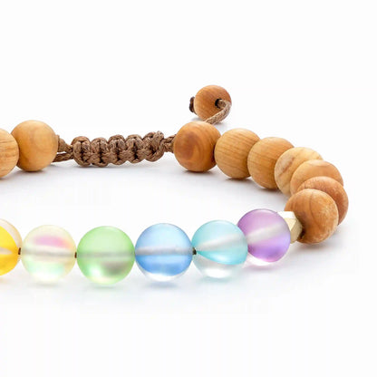 Glow Glass Chakra Wood Adjustable Bracelet