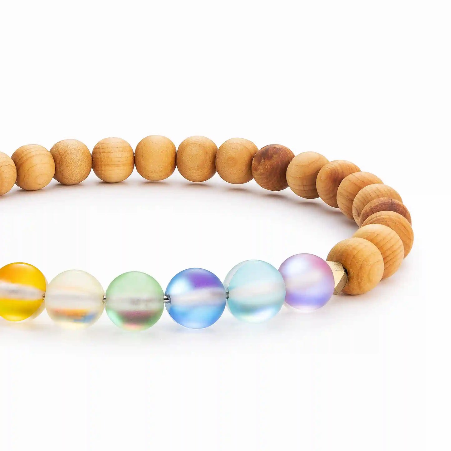 Glow Glass Chakra Wood Bracelet