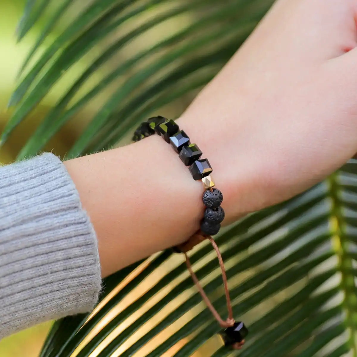 Kids Glass Diffuser Bracelet (Obsidian)