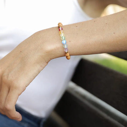 Glow Glass Chakra Wood Bracelet