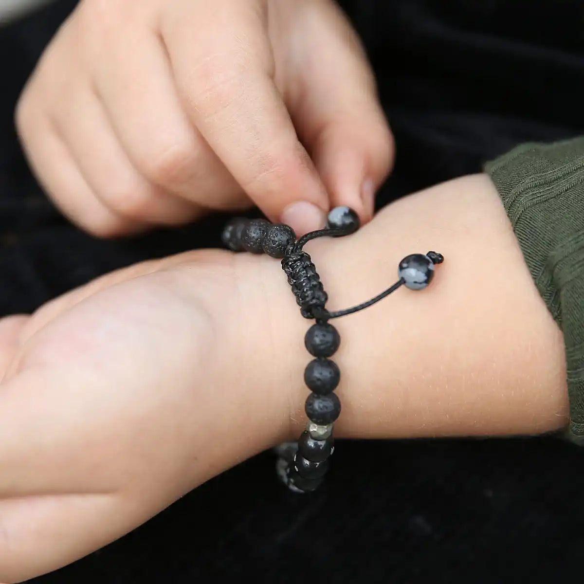 Kids Black Snowflake Bracelet