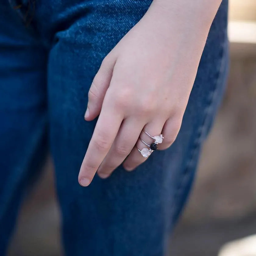Rose Quartz Triple Wrap Diffuser Ring