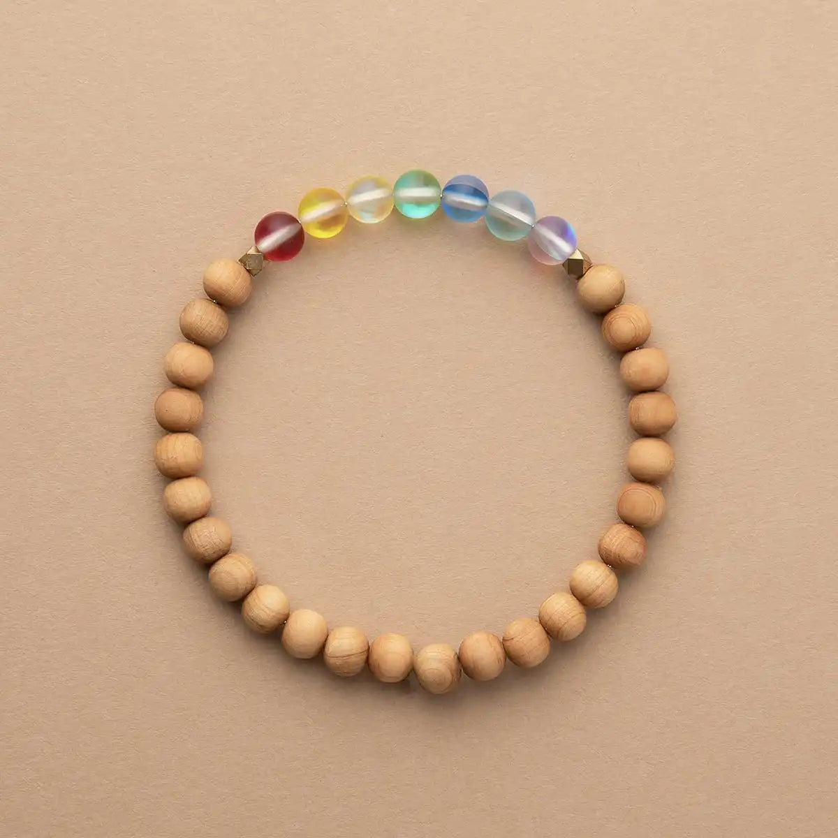 Glow Glass Chakra Wood Bracelet