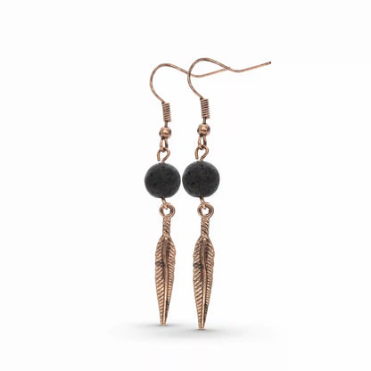 Lava Stone Feather Earrings