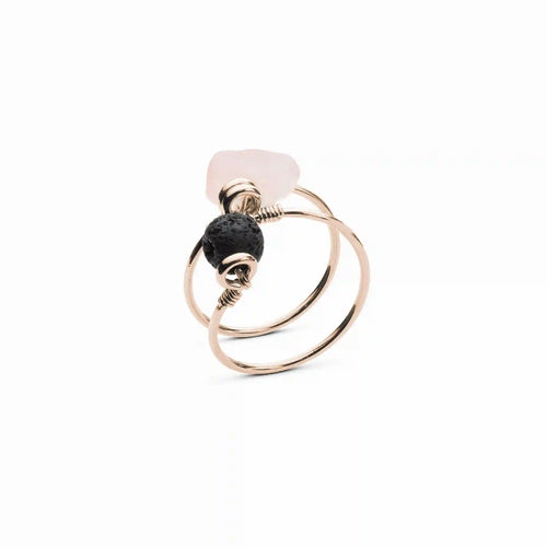 Rose Quartz Double Wrap Diffuser Ring